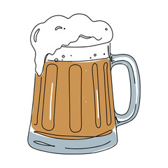 Hand-drawn beer mug filled with frothy lager