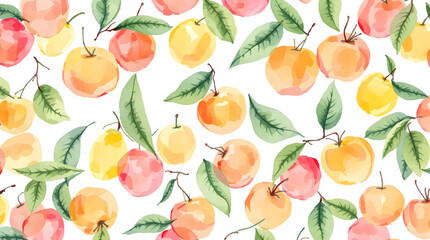 Watercolor background pattern mango on white background