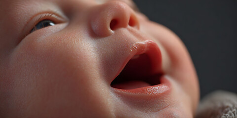 Closeup of a Newborn Baby's Face with Glitter on Skin
