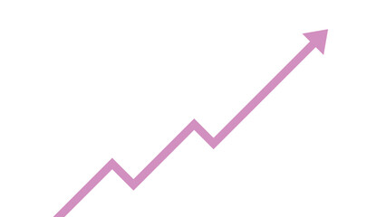 pink and thin business arrow graph going up represents profit and growing income