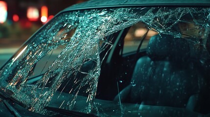 broken glass of a car