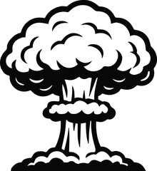 Mushroom Cloud Atomic Bomb Vector – Nuclear Explosion Silhouette for Dystopian Art, Tattoos, and Cricut Projects