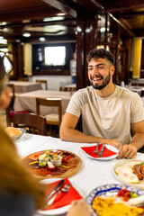 Couple at Resort Restaurant Enjoying Traditional Breakfast