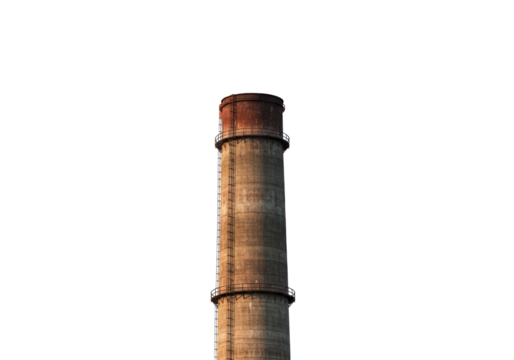 Isolated Industrial Chimney Stack Made of Concrete