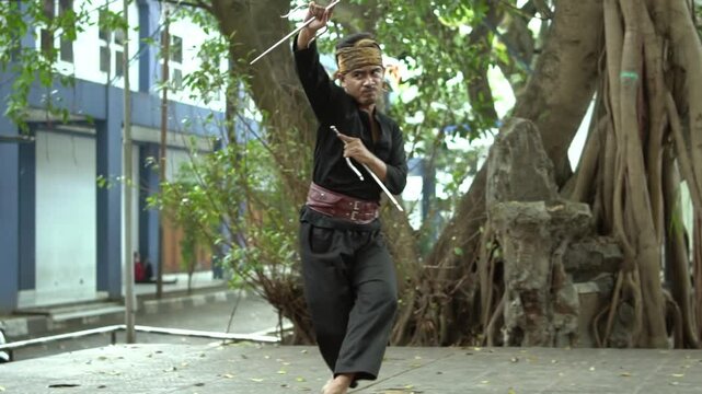 Martial Arts Dance Performance in Urban Setting