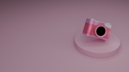 3D Still Life Render of Pink Camera