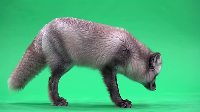 Silver Fox Prowling on Green Screen