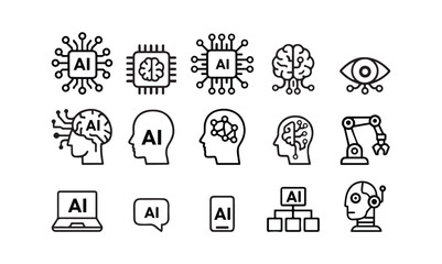Artificial Intelligence Icons  set 