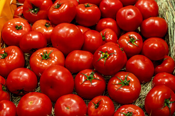 Ripe Red Tomatoes on Straw