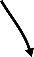 A bold black arrow curves downward and to the right against a white background