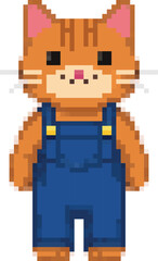 Cat Using Overall Character Pixel Art