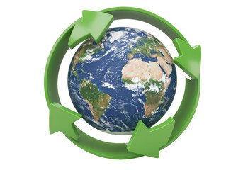 Isolated Recycling Arrows Around Earth Globe Illustration