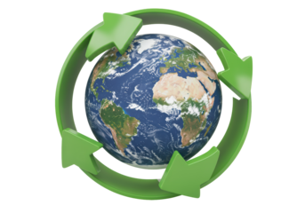 Isolated Recycling Arrows Around Earth Globe Illustration