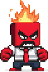 Angry Red Square Character Pixel Art