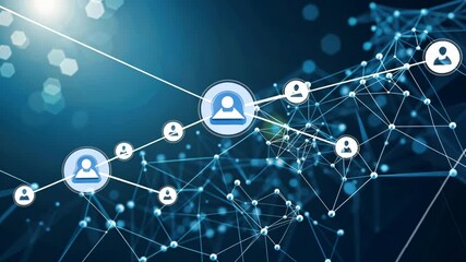 Scientific polygonal background with abstract connecting dots and lines - Powered by Adobe