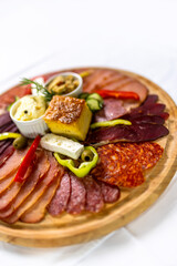 Traditional Serbian Meza Platter with Cured Meats and Sides