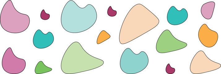 Colorful Irregular Blob with Nature-Inspired Curves and Grunge Texture for Abstract Graphic Design