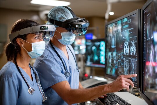 Medical professionals use augmented reality to analyze patient data in healthcare