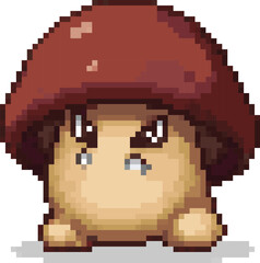 Obraz premium Angry Little Mushroom Character Pixel Art