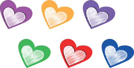 Eternal Bonds: A Romantic Vector of Heartfelt Connections and Dynamic Love in Half-Heart Designs with scribed brush vector