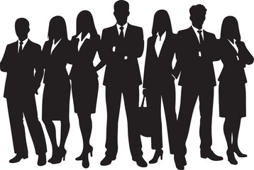 Business people silhouettes, group of standing business men and women	
