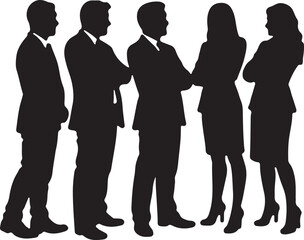Business people silhouettes, group of standing business men and women	
