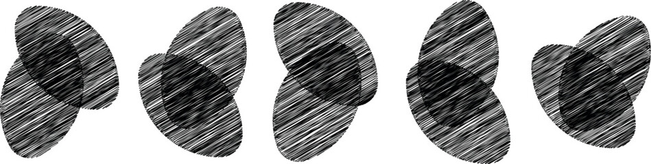 Organic Amoeba-Inspired Abstract Blob with Black Circle type Layers and Grunge Texture for Modern Artistic Design