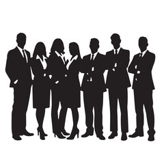 Business people silhouettes, group of standing business men and women	
