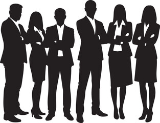 Business people silhouettes, group of standing business men and women	
