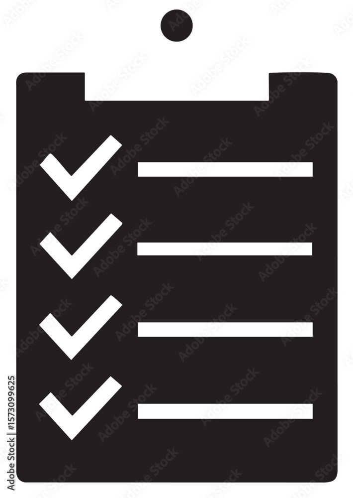 Poster white clipboard with checklist and checkmarks isolated on transparent background