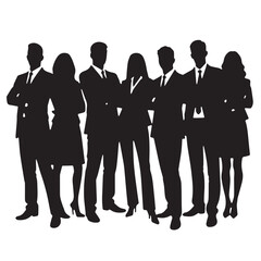 Business people silhouettes, group of standing business men and women	
