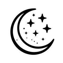 Crescent Moon and Stars SVG