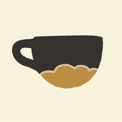 Cute ceramic cup, mug. Tableware concept. Hand drawn illustration. Vector illustration.