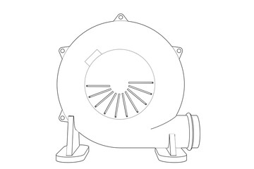 Eco-Friendly Modern Green Industrial Blower: High-Quality, Professional 3D Rendered Centrifugal Fan for HVAC, Ventilation, Air Quality, Exhaust and Climate Control Solutions. Isolated PNG, Transparent