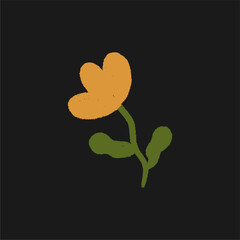 Abstract botanical drawing. Colorful flower, pattern design for print, wallpaper, clip art. Hand drawn vector illustration. Simple cute drawing.
