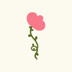 Abstract botanical drawing. Colorful flower, pattern design for print, wallpaper, clip art. Hand drawn vector illustration. Simple cute drawing.