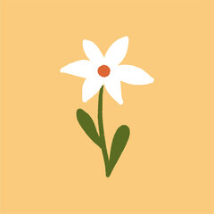 Abstract botanical drawing. Colorful flower, pattern design for print, wallpaper, clip art. Hand drawn vector illustration. Simple cute drawing.