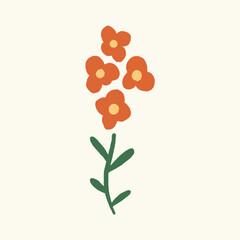 Abstract botanical drawing. Colorful flower, pattern design for print, wallpaper, clip art. Hand drawn vector illustration. Simple cute drawing.