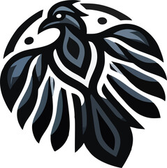 Obraz premium Abstract Tribal Crow Logo – Stylized Black Bird Emblem for Tattoo or Branding Design