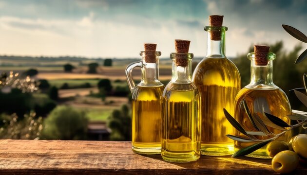 olive oil in vintage bottles