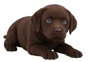 Isolated Adorable Chocolate Labrador Puppy with Blue Eyes