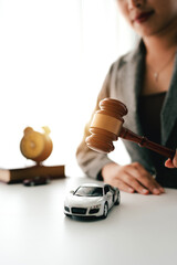 Car auction concept, public auction, court decision, debt settlement