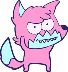 Fototapeta premium cartoon grinning fox in bright neon color