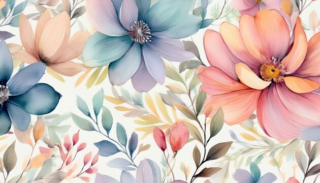 delicate watercolor floral pattern soft pastel hues flowers pretty calm