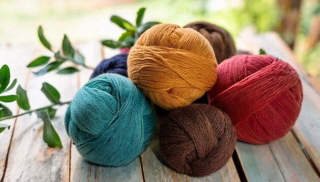 colorful balls of naturally dyed alpaca yarn and native plants