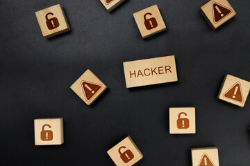 Hacker and Security Breach Wooden Blocks