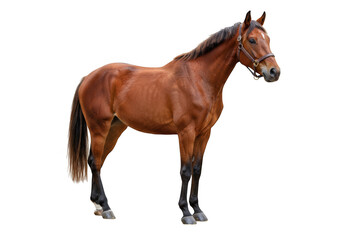 Obraz premium A majestic brown horse standing proudly isolated on transparent background