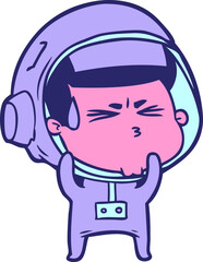 cartoon stressed astronaut in bright neon color