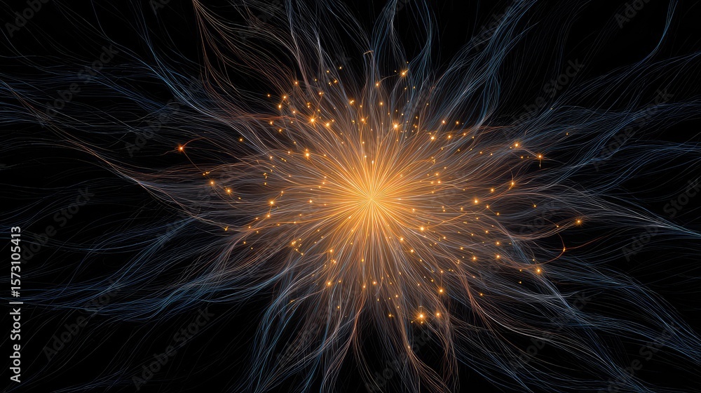 Poster fireworks in abstract pattern with open center for message