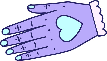 tattoo in traditional style of a hand in bright neon color
